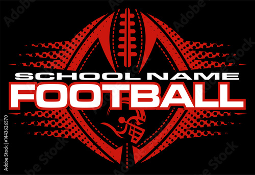 football team design with helmet, laces and ball for school, college or league sports