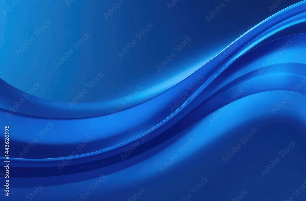 Obraz premium Soft blue curved lines of fresh smell. 3D glossy waves. Waves showing a stream of clean fresh air.