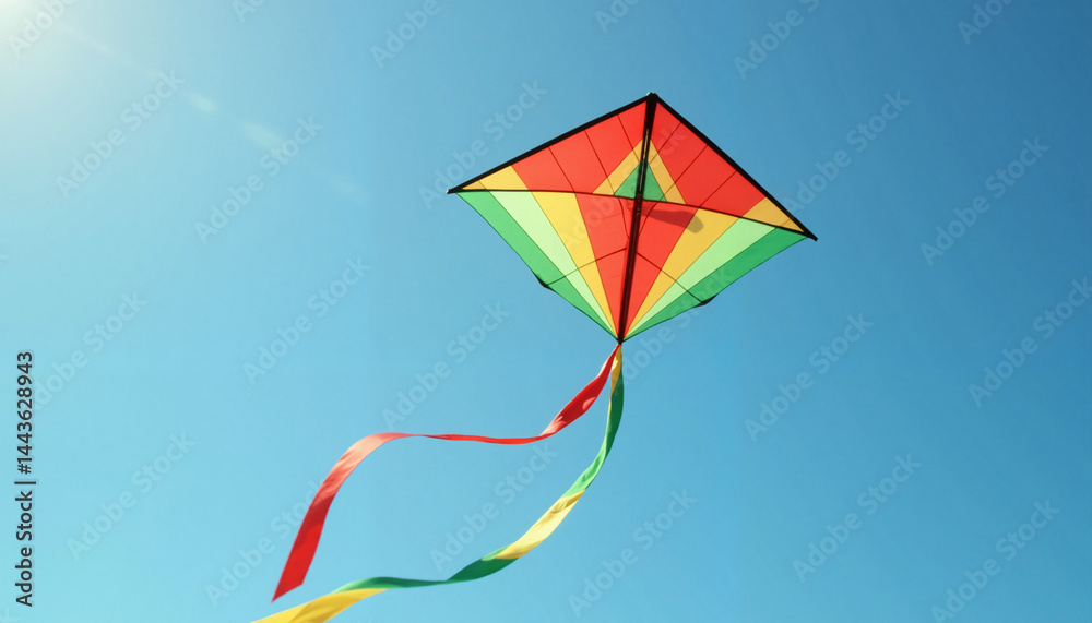 Colorful kite flying in the sky on International Children's Day