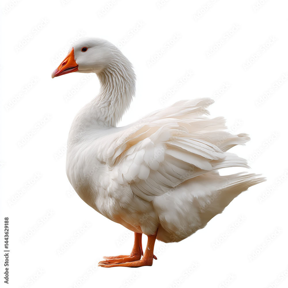 White domestic goose isolated on transparent background Generative Ai. isolated white background White domestic goose isolated on transparent background Generative Ai. isolated white background