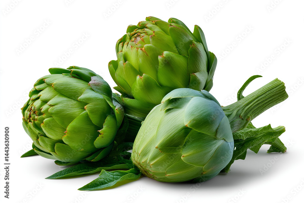 Obraz premium Fresh Artichokes isolated on transparent background isolated white background