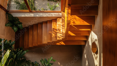 Obraz na płótnie Sculpted Ascent: Modern Wooden Staircase Design in Contemporary Homes
w salonie
