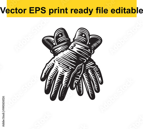 Cowboy hand gloves vector silhouette
