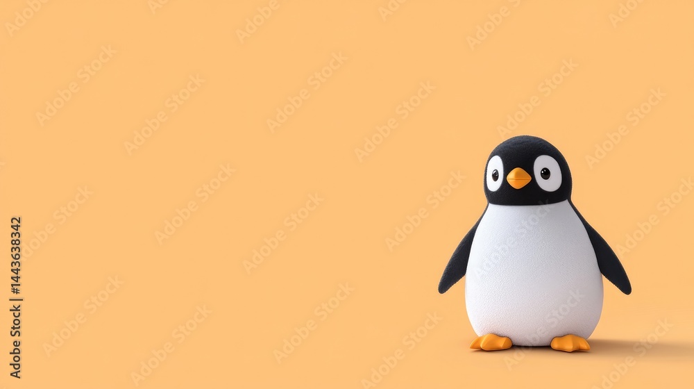 Obraz premium Cartoon penguin on a pastel background