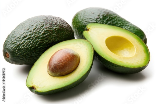 Fresh avocado still life halved whole healthy food ingredient
