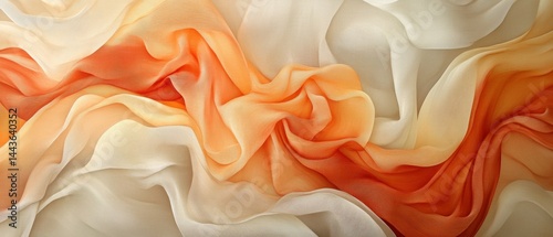 Elegant flowing fabric in soft orange and beige waves