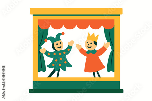 Two children are on stage in a play
