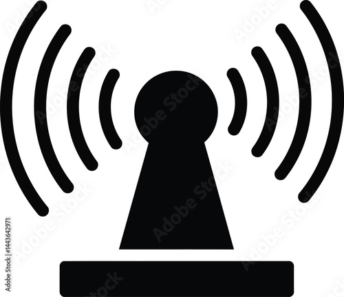 Wireless signal icon vector with radio waves for communication and connectivity concept illustration 
