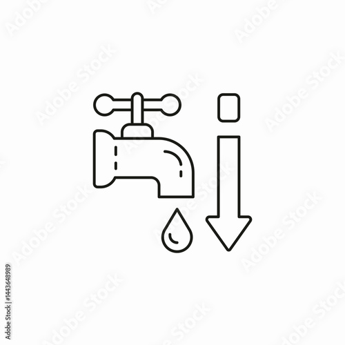 water supply decrease icon sign vector