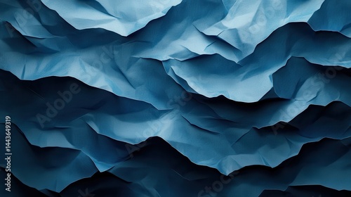 Wallpaper Mural Abstract blue crumpled paper texture with waves and shadows in surreal artistic design Torontodigital.ca