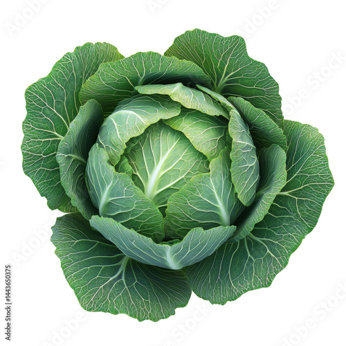 Harvesting fresh green cabbage garden food nature top view isolated on transparent background