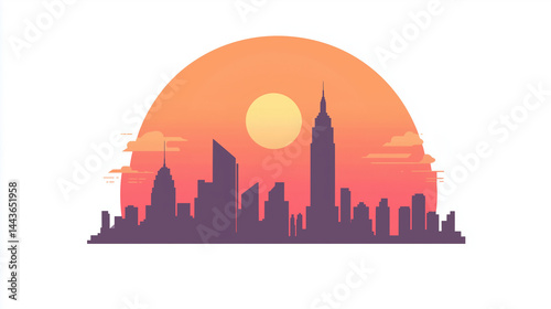 Wallpaper Mural Vector illustration of city skyline silhouette with sunset background
 Torontodigital.ca