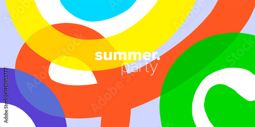 creative concept of summer party cover, card or poster style. Colorful abstract shapes and line designs