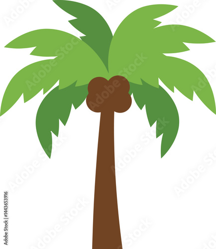 Palm tree vector illustration with green leaves and brown trunk design natural tropical plant image 