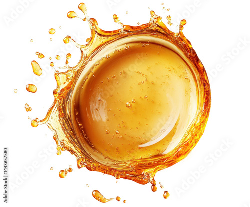 Splashing honey liquid isolated on transparent background