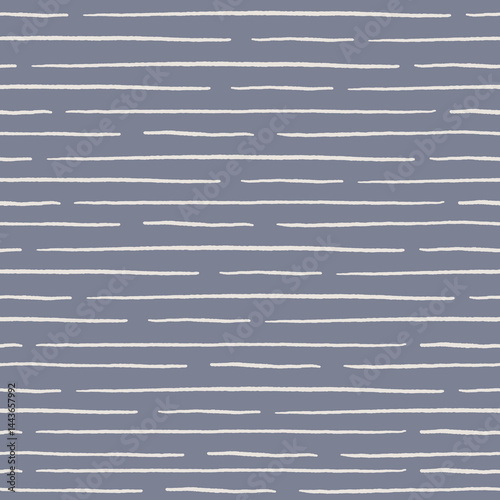 Seamless vector stripe pattern on blue. Hand drawn background