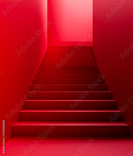 Obraz na płótnie Bright red staircase in a modern interior. w salonie