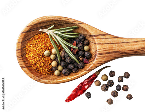 Fototapeta Naklejka Na Ścianę i Meble -  Spices and herbs collection kitchen food bright isolated on transparent background