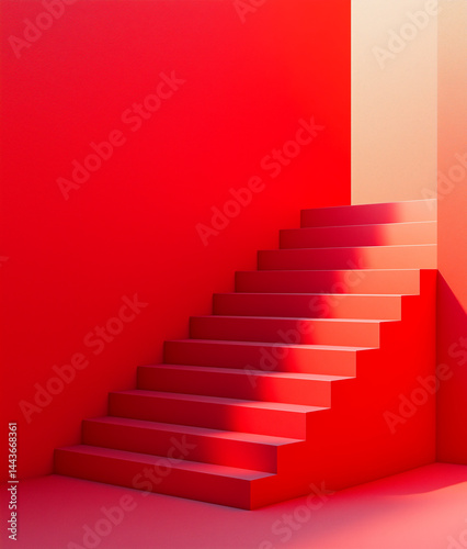 Obraz na płótnie Bright red staircase in a modern interior. w salonie
