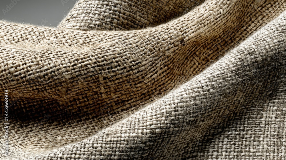 Fototapeta premium Woven linen upholstery fabric showcasing natural texture and organic imperfections