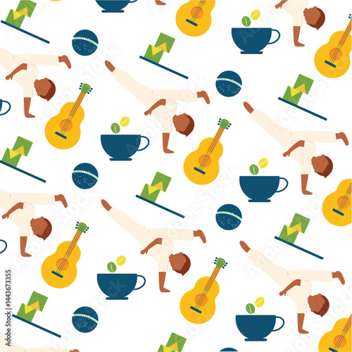 Capoeira guitar cup icons. Vector