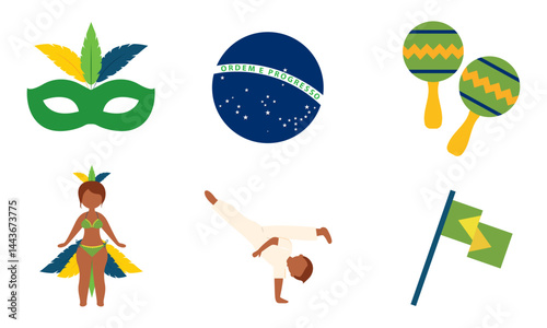 Traditional Brazil symbol icons. Vector