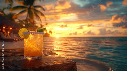 Fototapeta Naklejka Na Ścianę i Meble -  Tropical Sunset Cocktail (1)