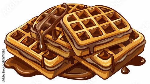 Golden-brown waffles dressed in dark sweet syrup.
Elegant curves of chocolate enhance every bite.
Isolated perfectly for overlays or product design.
Delicious detail meets modern simplicity.