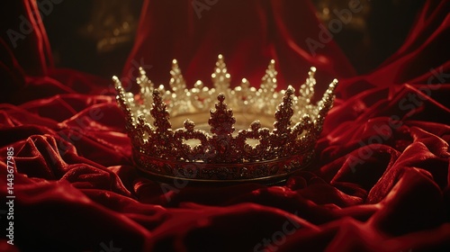 Regal Golden Crown on Luxurious Red Velvet