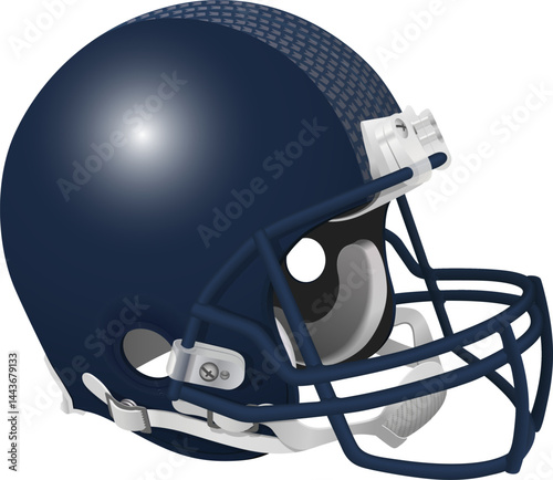 Realistic College Navy helmet of the Seattle Seahawk American football team with a dark blue facemask and chin strap