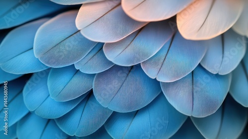 Vibrant blue and peach bird feathers close-up