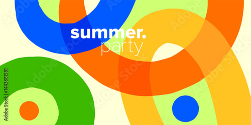 creative concept of summer party cover, card, background or poster style. Colorful abstract shapes and line design