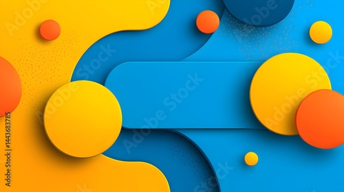 Colorful Summer Abstract Background–Ultra High-Definition 3D Minimalist Design Featuring Yellow Sun, Blue Sky, Textured Shapes, and Geometric Composition for Creative Projects, Posters, and Branding.