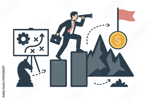Business strategy and planning incorporate the vector concept to conquer challenges and obstacles on the path to success