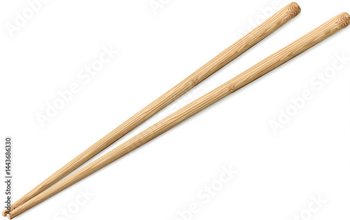 wooden chopsticks isolated on white background 
