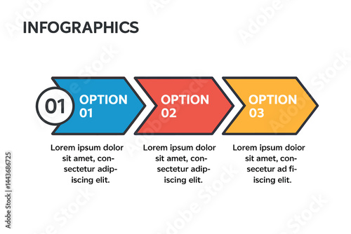 Infographic arrow design featuring a vector layout with three options or steps, suitable for business concepts and presentations