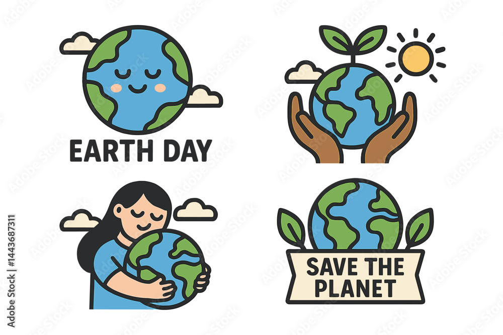 Obraz premium Vector concepts for Earth day are provided in an illustration set, which can be used for graphic and web design, business presentations, marketing, and print materials