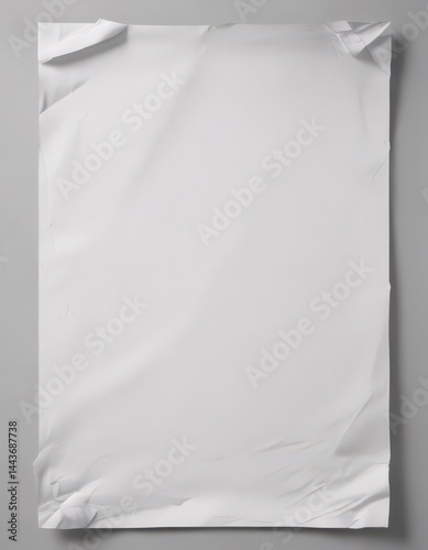 Worn white paper poster, heavily creased, showing age ,  antique,  wrinkles,  paper texture