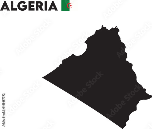 Algeria map, black Algeria map, Algeria icon, map of Algeria, Algeria silhouette, Algeria outline, African country map, North Africa map, Algerian vector, 