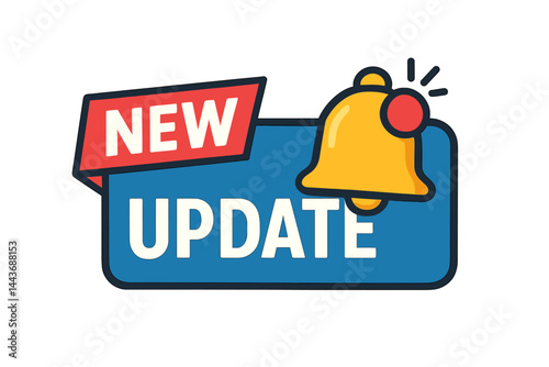 Modern label featuring a bell symbol, now updated and available as a vector illustration for web banners