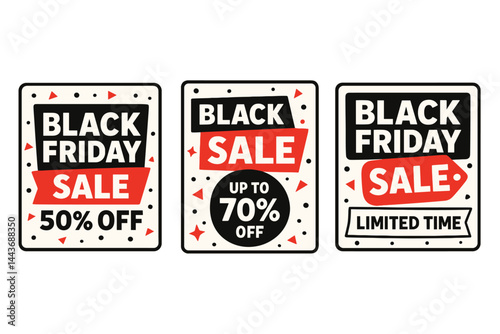 A set of three premium vector templates for black friday sales is included in this social media pack