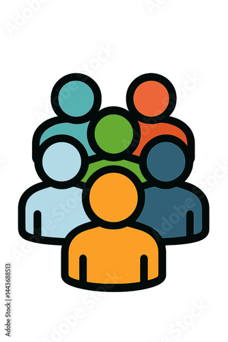 A set of individuals or a social circle is represented by a flat icon suitable for digital applications and online platforms