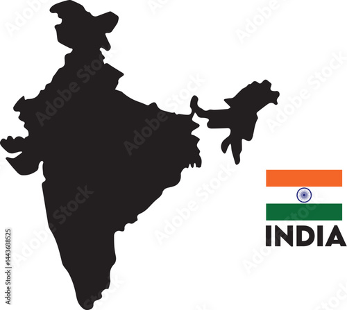 India map, black India map, India icon, map of India, India silhouette, India outline, South Asia map, Indian vector, black icon, black map, minimal India 
