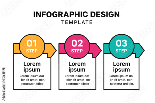 A creative concept infographic design template, broken down into 3 steps