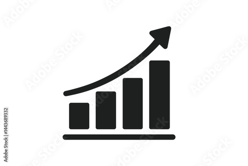 Vector illustration of a growing bar graph icon in black on a white background