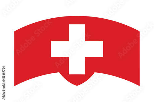 Stylized red medical cross on white background conveys healthcare concept abstractly