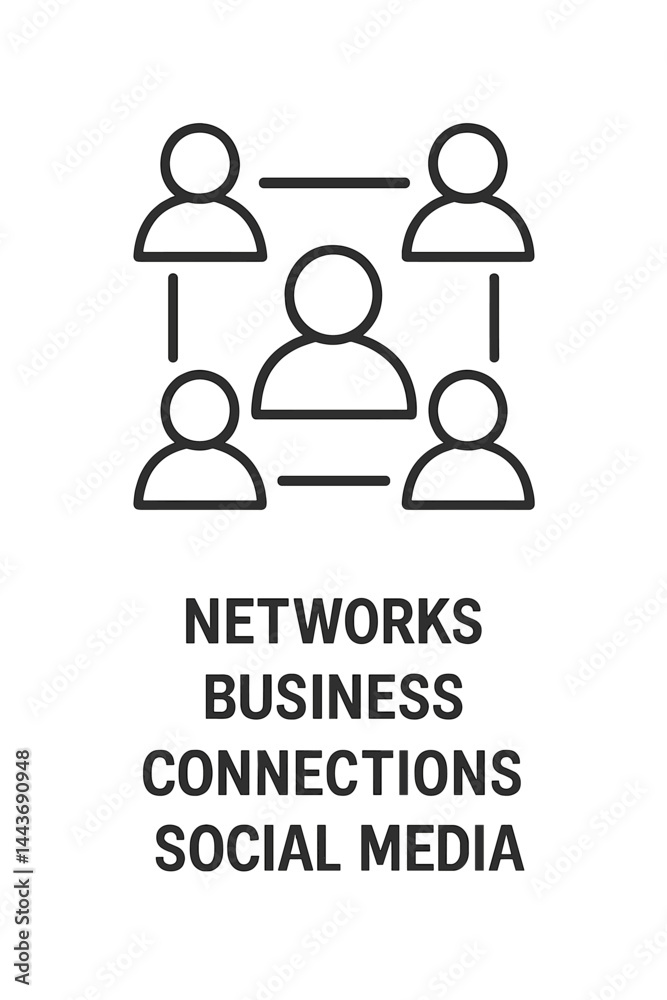 Vector linear icon representing networks, business connections, and social media on a white background Vector linear icon representing networks, business connections, and social media on a white background