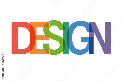 A multicoloured icon featuring overlapping vector letters that spell out DESIGN
