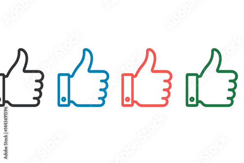 I like the vector contour icons that are design elements for social media marketing, advertisements, marketing, user interface, user experience, and application development, including thumb up line