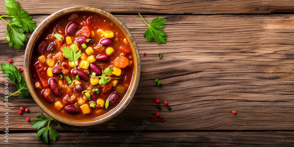 Bluewood Bowl: Colorful vegetable broth on left, pale blue wood canvas on the right